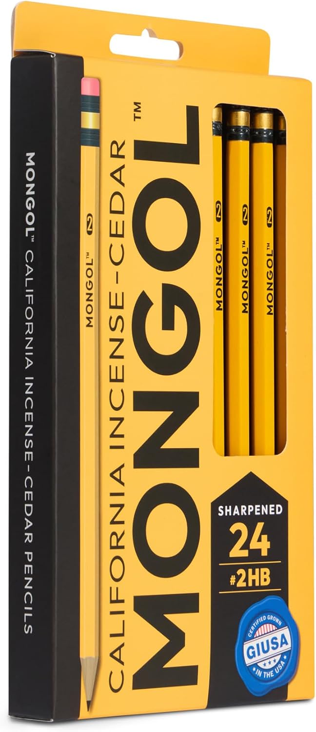 Mongol Classic Incense Cedar #2 Pencil - 12-Pack – Pre-sharpened, European Graphite Core, US Grown Cedar, Smudge Free Eraser – Nontoxic PMA Certified
