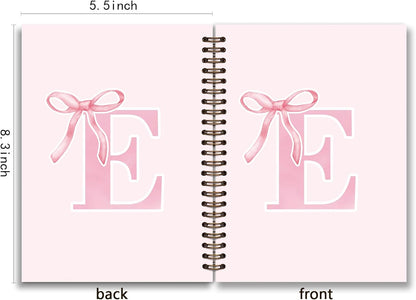 Blue Bow Journal Notebook for Girls,Initial H Journals Personalized Diary Gifts for Teen Girl Kids,Monogrammed Gifts for Women,Trendy Coquette Cute Hardcover Spiral Notebook 5.5 x 8.3 - Colors B