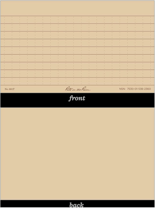 Rite in the Rain Weatherproof Index Cards, 3" x 5", Universal Pattern, Tan (No. 991T)