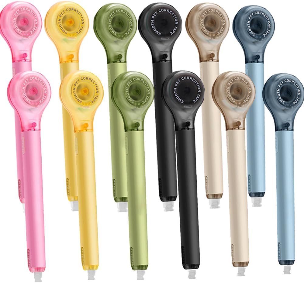 Qtopun Correction Tape Pen, White Out Tape Roller Strong Coverage Per Roll Quick-Dry Correction Tape for School Office Home (6)
