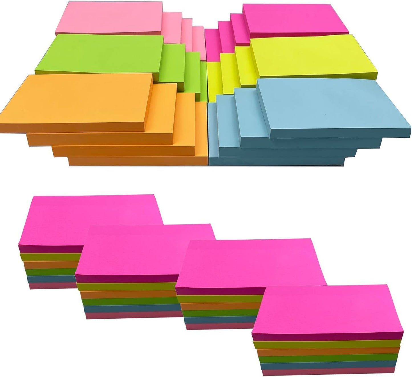480 Sheets 3 in x 5 in Large Sticky Notes, 76 x 127 mm 6 Pads Assorted Self-Stick Pads for Notebook,Office,School and Home,80 Sheets/Pad (6 Pads Brillant)