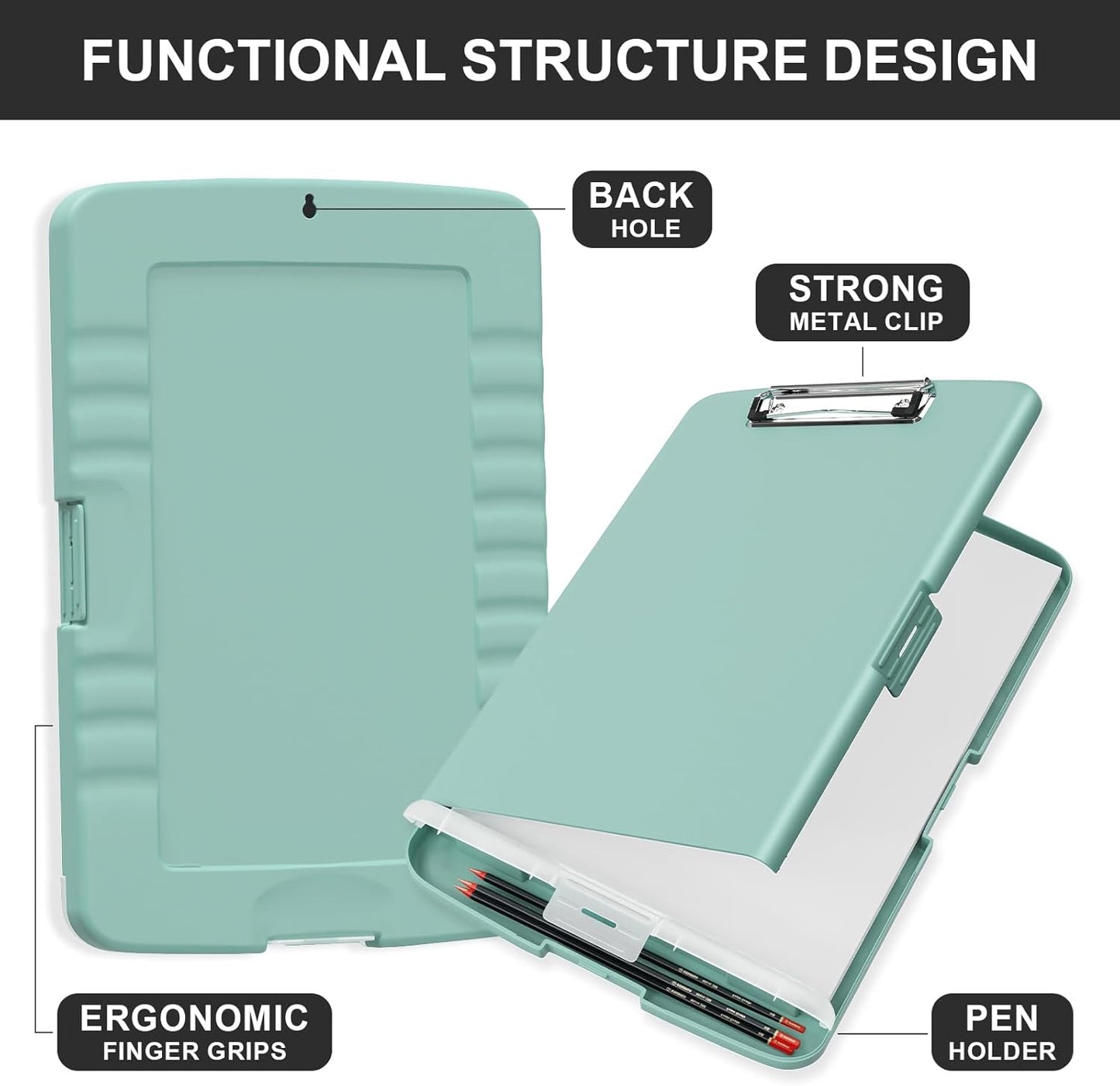 Plastic Clipboard with Storage, 8.5 x 11 Storage Organization Box Side-Opening, Heavy Duty Clip Board with Pen Holder and Paper Folder for Nurses, Teachers, Office & School Supply, Orange