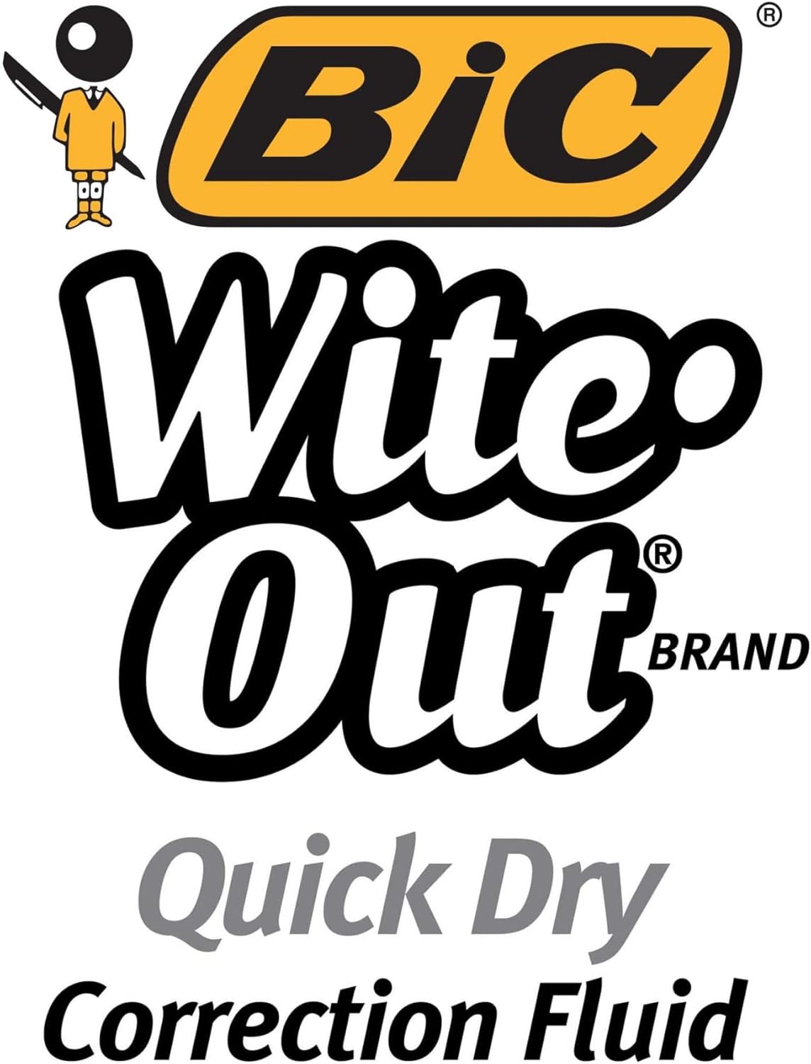 BIC® Wite-Out® Quick Dry Correction Fluid with Foam Applicator, White, Pack of 3
