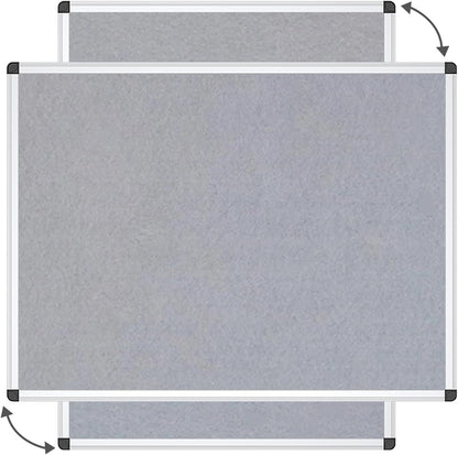 VIZ-PRO Large Fabric Bulletin Board/Foldable Notice Board Felt Gray, 60 X 48 Inches, Silver Aluminium Frame