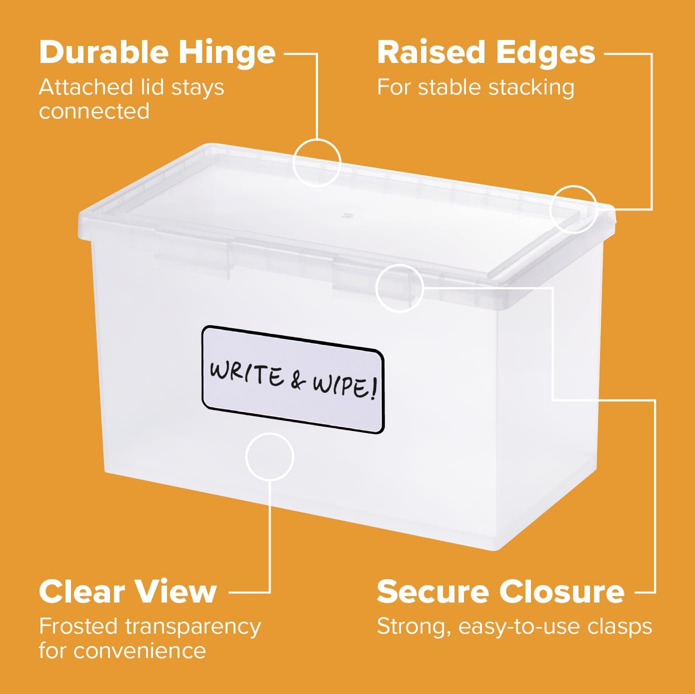 Bostitch Konnect Storage Containers with Lids, Office Organizer, Clear Plastic Box, Stackable for Index Cards, Labels, 1 Qt