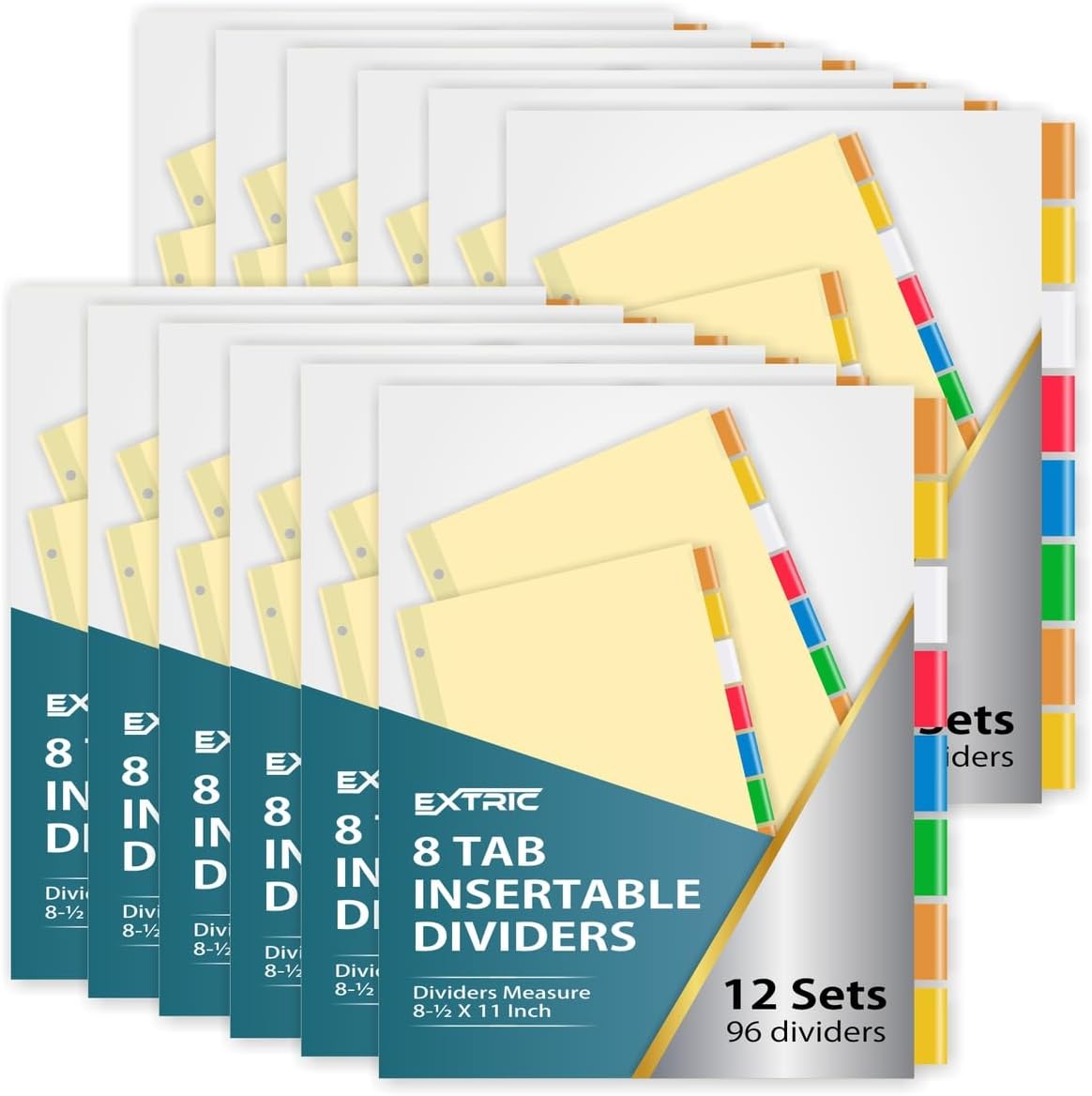 5-Tab Binder Dividers for 3 Ring Binder, Insertable Clear Big Tabs, Letter Size Paper Divider, 8.5 x 11 inch, 6 Sets (30 Dividers Total)