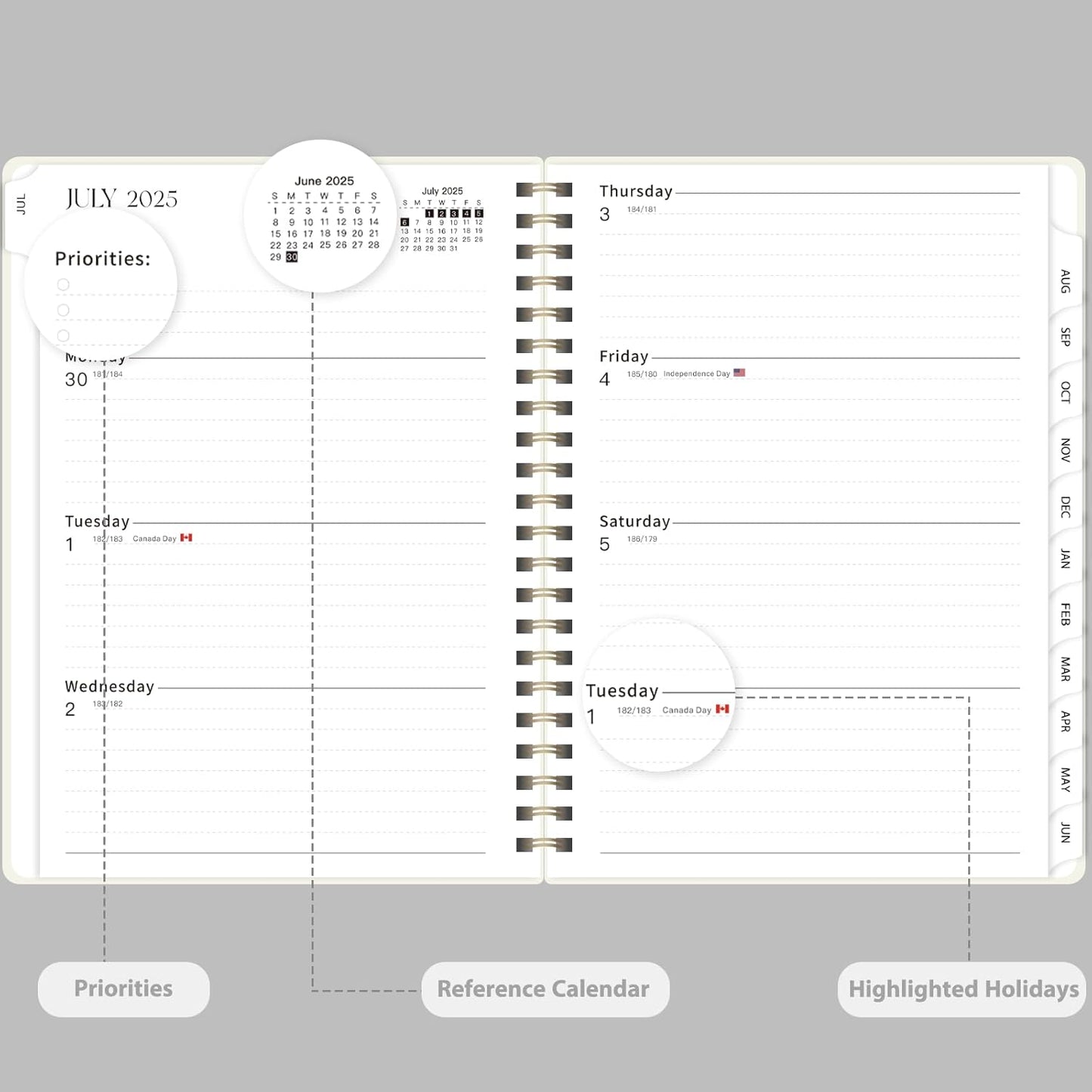 Planner 2026-2027, Weekly and Monthly Academic Year Calendar Planner, July 2026 - June 2027, Daily Agenda Book for Office School Supplies, A5(6.3'' x 8.5'')