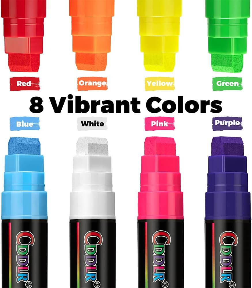 8 Pack Liquid Chalk Markers,Dry Erase Markers & Window Markers for Blackboards,Chalkboard Menu Board & Glass Car Window