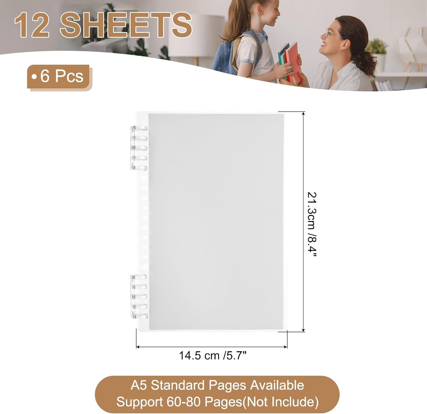 PATIKIL 12 Pack Binding Covers, A5(8.4x5.7 Inch) 22 Mil Plastic Notebook Covers Sheets with Binding Comb for Book Report Presentation, Light Blue