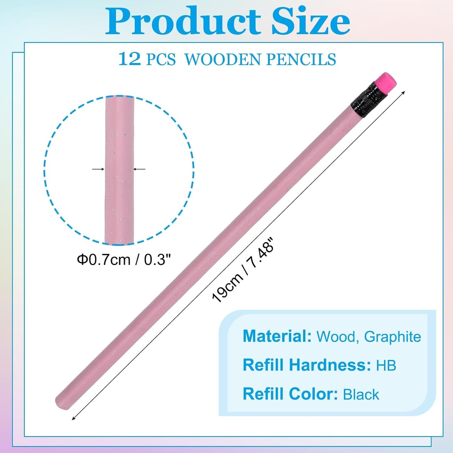 PATIKIL Triangle Wooden Pencils Bulk, 12 Pack HB Graphite Pencils with Eraser for Office Supplies, Engineering Marking Writing Art Drawing Supplies, Purple-Pink