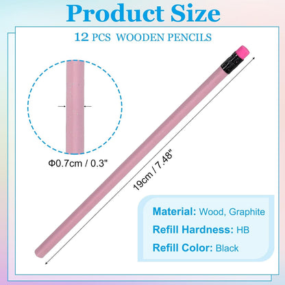 PATIKIL Triangle Wooden Pencils Bulk, 12 Pack HB Graphite Pencils with Eraser for Office Supplies, Engineering Marking Writing Art Drawing Supplies, Purple-Pink