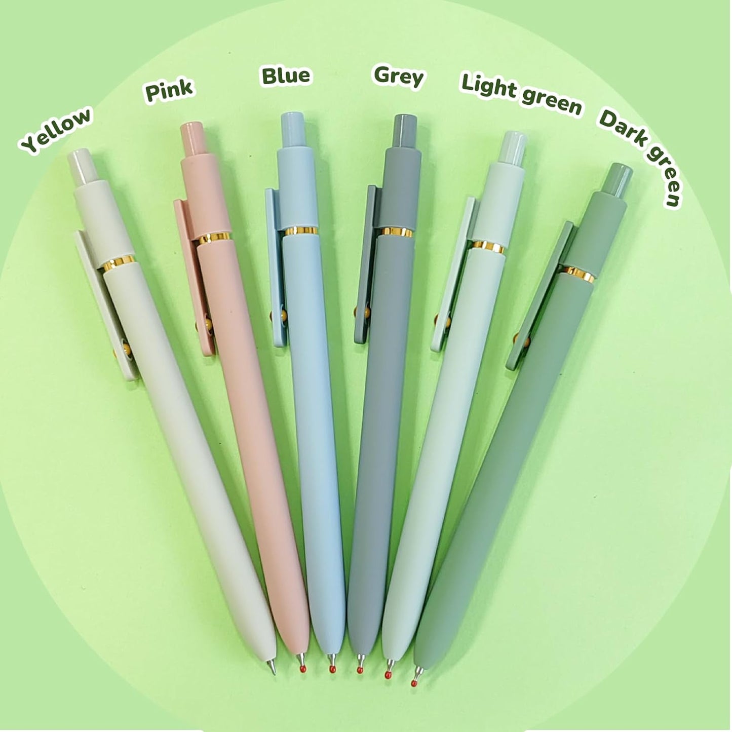 UIXJODO Gel Pens, 5 Pcs 0.5mm Black Ink Pens Fine Point Smooth Writing Pens with Silicone Grip, High-End Series Metal Clip Retractable Pens for Journaling Note Taking (Vintage)