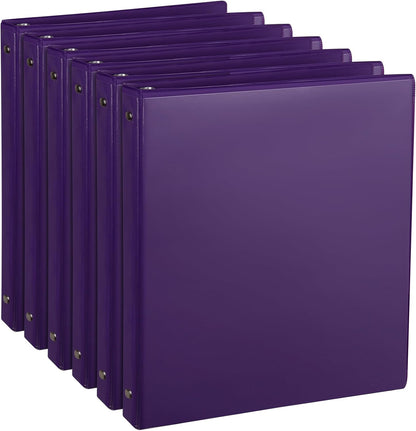 CIXILDTS 1-Inch Round Ring Binders, Standard 3 Ring Binder Fit Letter Size Paper, Presentation View Binders, 6 Packs, Assorted