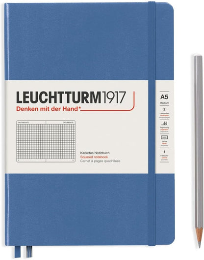 LEUCHTTURM1917 - Notebook Hardcover Medium A5-251 Numbered Pages for Writing and Journaling (Navy, Ruled)