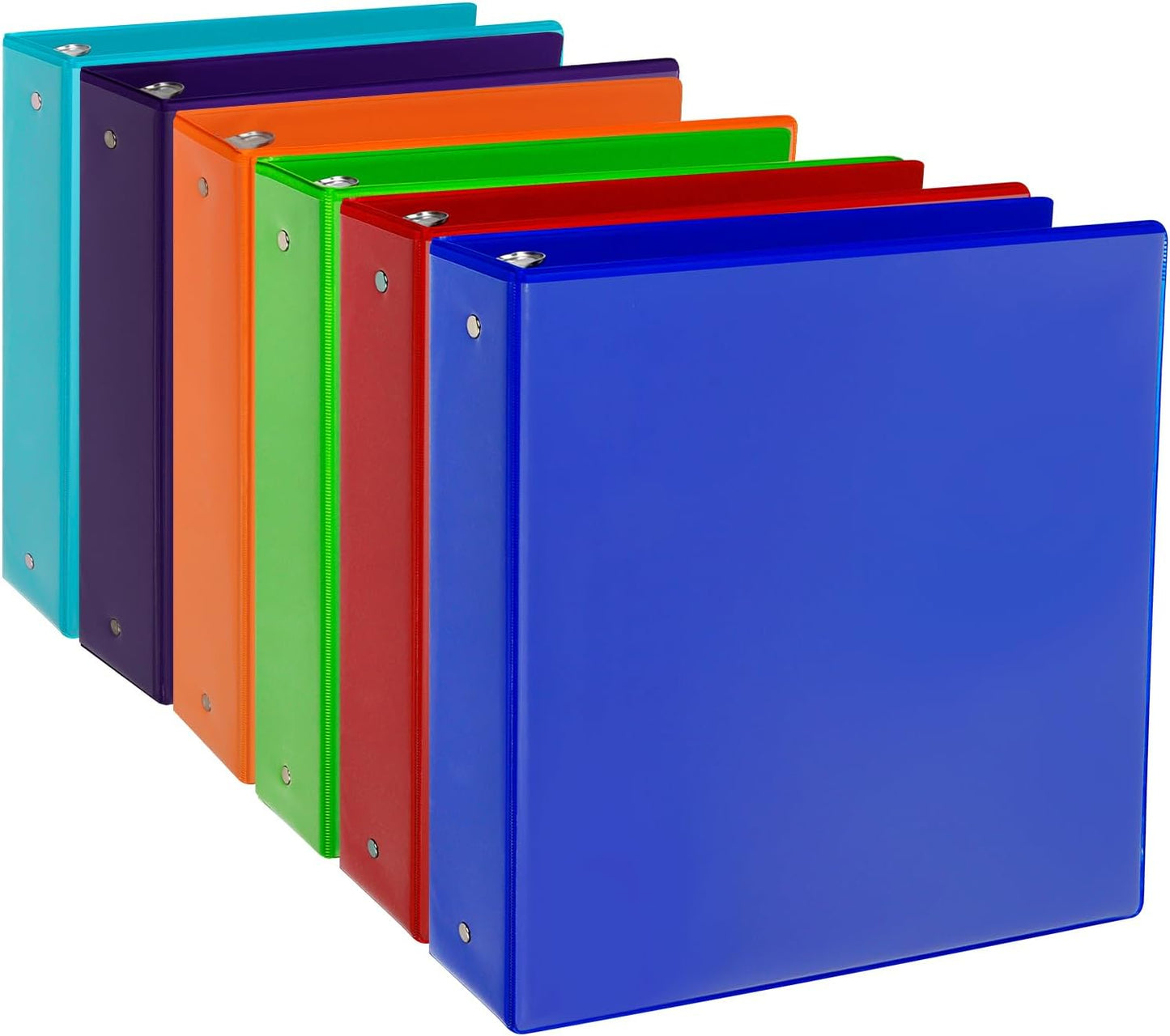 CIXILDTS 1-Inch Round Ring Binders, Standard 3 Ring Binder Fit Letter Size Paper, Presentation View Binders, 6 Packs, Assorted