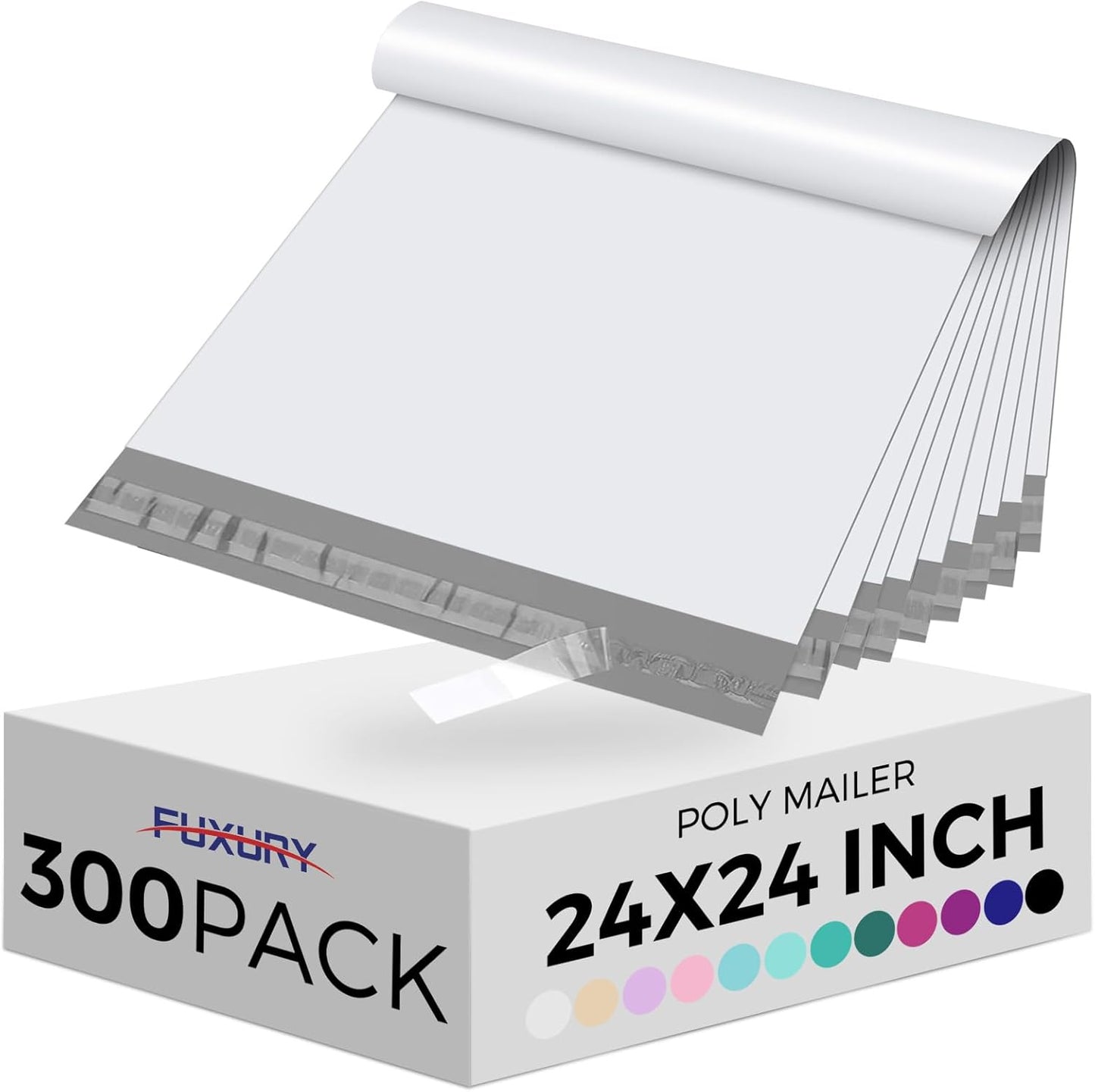 Fuxury Poly Mailers 10x13 Inch 100 Pack,Shipping Bags for Clothing,Strong Adhesive Mailing Envelopes,Heavy Duty Self Seal Plastic Postal Return Package Bags for Books Accessories Business,White