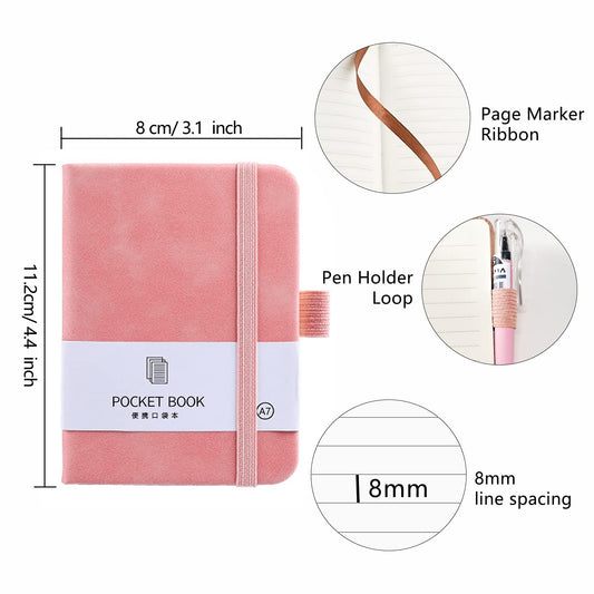 itechpanda 2 Pack Mini Notebooks with Pen Small Pocket Notebook A7 Hardcover Journal Notepad for Students Office Diary Subject Writing Supplies, Pink and Blue