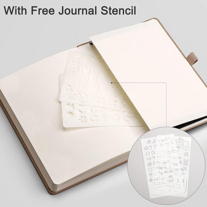 EMSHOI Graph Paper Notebook - 256 Pages A5 Graph Notebook/Journal, Hard Cover, 120gsm Thick Paper, Smooth PU Leather, Inner Pocket, 5.75'' × 8.38''-Black