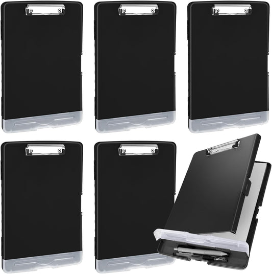 Crtiin 6 Pcs Colored Clipboard with Storage, Heavy Duty Plastic Nursing Clipboard Folder Waterproof A4 Medical Holder for Nurse Doctor Teacher Office, Organization Essentials (Simple Color)