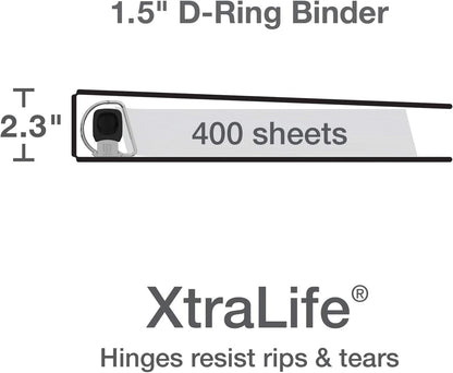 Oxford 3 Ring Binders, Binders for School and Office, 2 Inch ONE-Touch Easy Open D Rings, 3-Sided View Binder Covers, Xtralife Hinge, Non-Stick, PVC-Free, White, 530-Sheet Capacity, 4 Pack (79910)