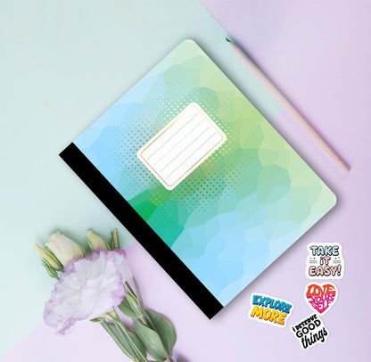 Jainzy Composition Notebooks, 3 Pack with 50 Motivational Stickers,College Ruled, 9.7 x 7.5 inches, 140 Pages, Gold Foil Details