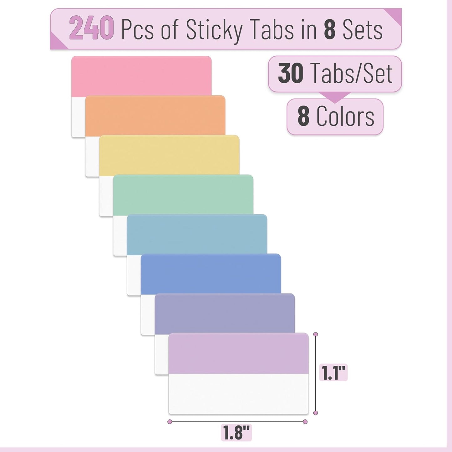 Mr. Pen- Sticky Index Tabs, 240 Pcs, Vibrant Sticky Tabs for Notebooks, Page Markers, Page Tabs for Binders, Page Tabs Sticky Tabs for Books, Notebook Tabs, Book Sticky Tabs for Notebooks