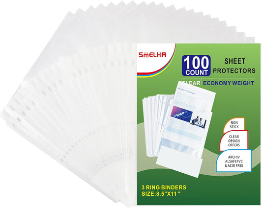 Sheet Protectors 500 Page,Page Protector 8.5" x 11" ，Upgraded Clear Plastic Page Protectors,for 3 Ring Binder, Top Loading Paper Protector with Reinforced Holes,Holds Multiple Sheets，Letter Size