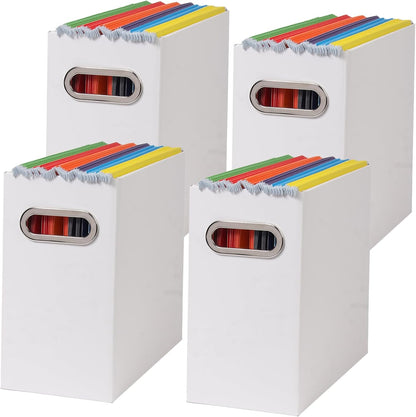 Collapsible File Organizer Box with Handle, Filing Organizer for Home or Office, Small Portable File Box(1 Pack, White)