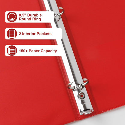 CIXILDTS 1-Inch Round Ring Binders, Standard 3 Ring Binder Fit Letter Size Paper, Presentation View Binders, 6 Packs, Assorted
