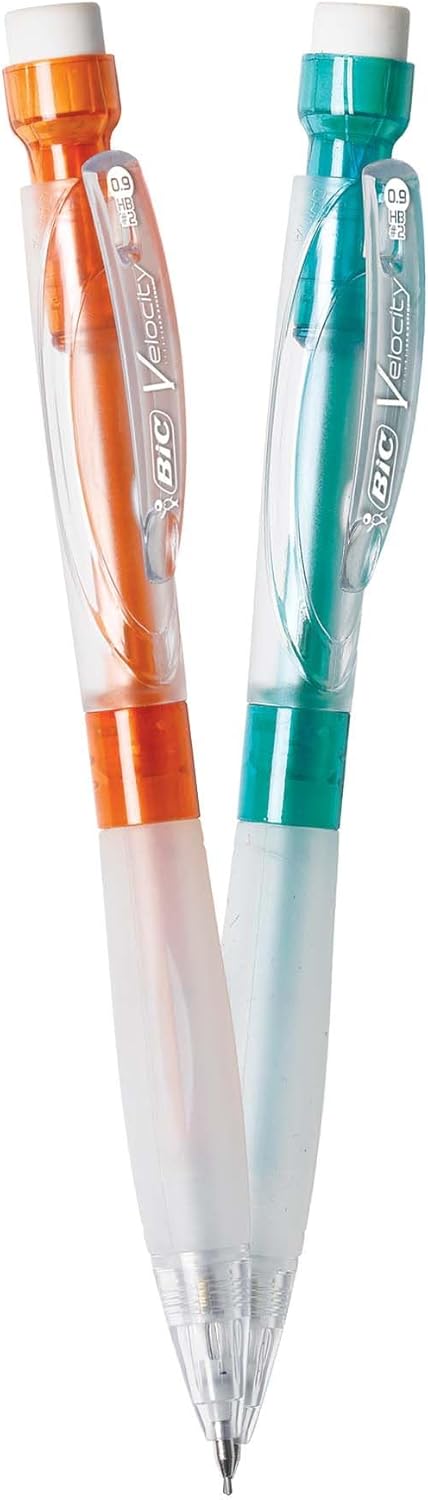 BIC® Velocity Max Mechanical Pencils, Thick Point, 0.9 mm, #2 HB Lead, Assorted Barrel Colors, Pack Of 2