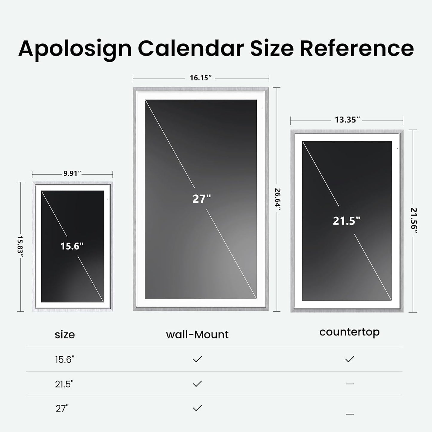 Apolosign 21.5-inch Digital Calendar : Dual Mode Smart Wall Planner, No Subscription, Install Apps, Sync Calendars, Electronic Touchscreen Interactive Display for Family Schedules, Chore Chart (Teak)