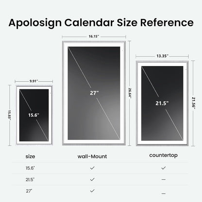 Apolosign 21.5-inch Digital Calendar : Dual Mode Smart Wall Planner, No Subscription, Install Apps, Sync Calendars, Electronic Touchscreen Interactive Display for Family Schedules, Chore Chart (Teak)