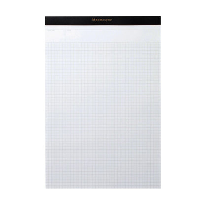 Maruman Mnemosyne Stapled Grid Notepad- A4, 8.27" x 11.69", 70 Sheets / 140 Pages, 5mm Graph Paper Notepad, Perforated Pages, Vertical Binding, With Quality Paper Made in Japan