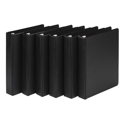 Samsill Economy 3 Ring Mini Binder, 1-Inch Round Ring Binder, Holds 100 Sheets, Black, 6 Pack (MP32300)