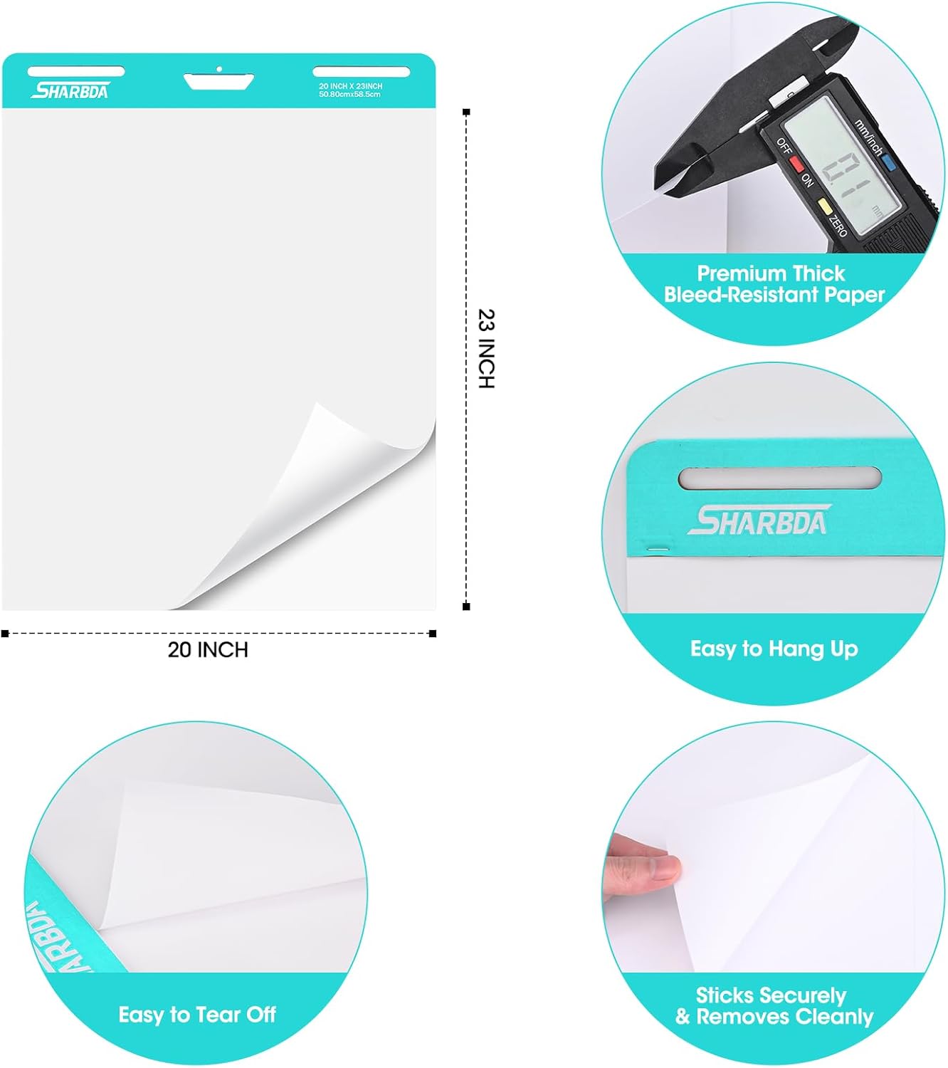 Chart Paper,Sticky Easel Pad for Teachers, 20x23 Inches,Anchor Flip Chart Paper with Lines,Heavyweight Self-Stick Flip Chart Paper, Residue-Free & EasyRemoval, 60 Sheets, 2 Pads