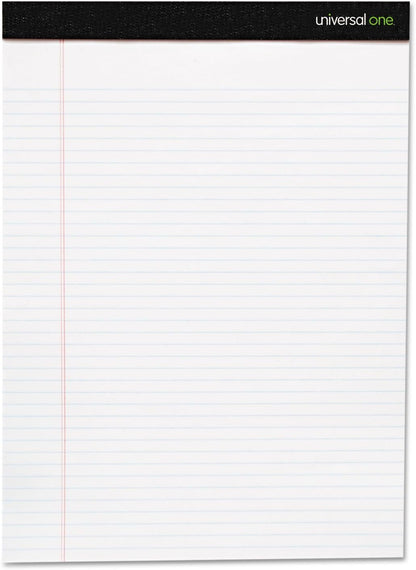 Universal 30630 Premium Ruled Writing Pads, White, 8 1/2 x 11, Legal/Wide, 50 Sheets (Pack of 6 Pads)