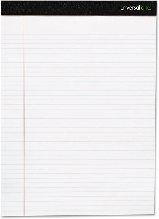 Universal 30630 Premium Ruled Writing Pads, White, 8 1/2 x 11, Legal/Wide, 50 Sheets (Pack of 6 Pads)