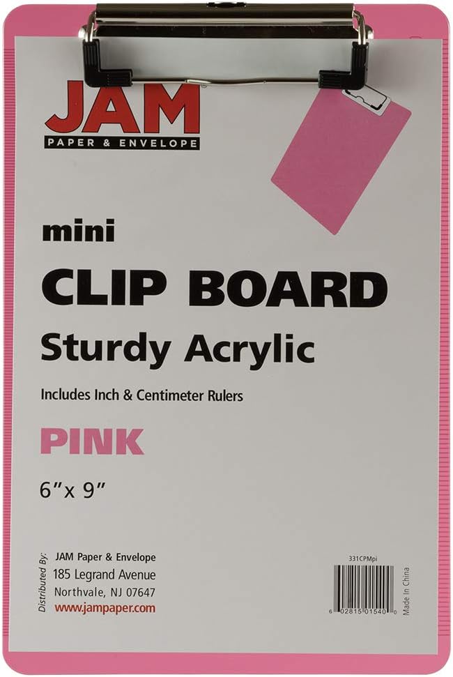 JAM PAPER Small Plastic Memo Clipboards with Low Profile Metal Clip - Mini (6 x 9) - Blue - Clip Board Sold Individually