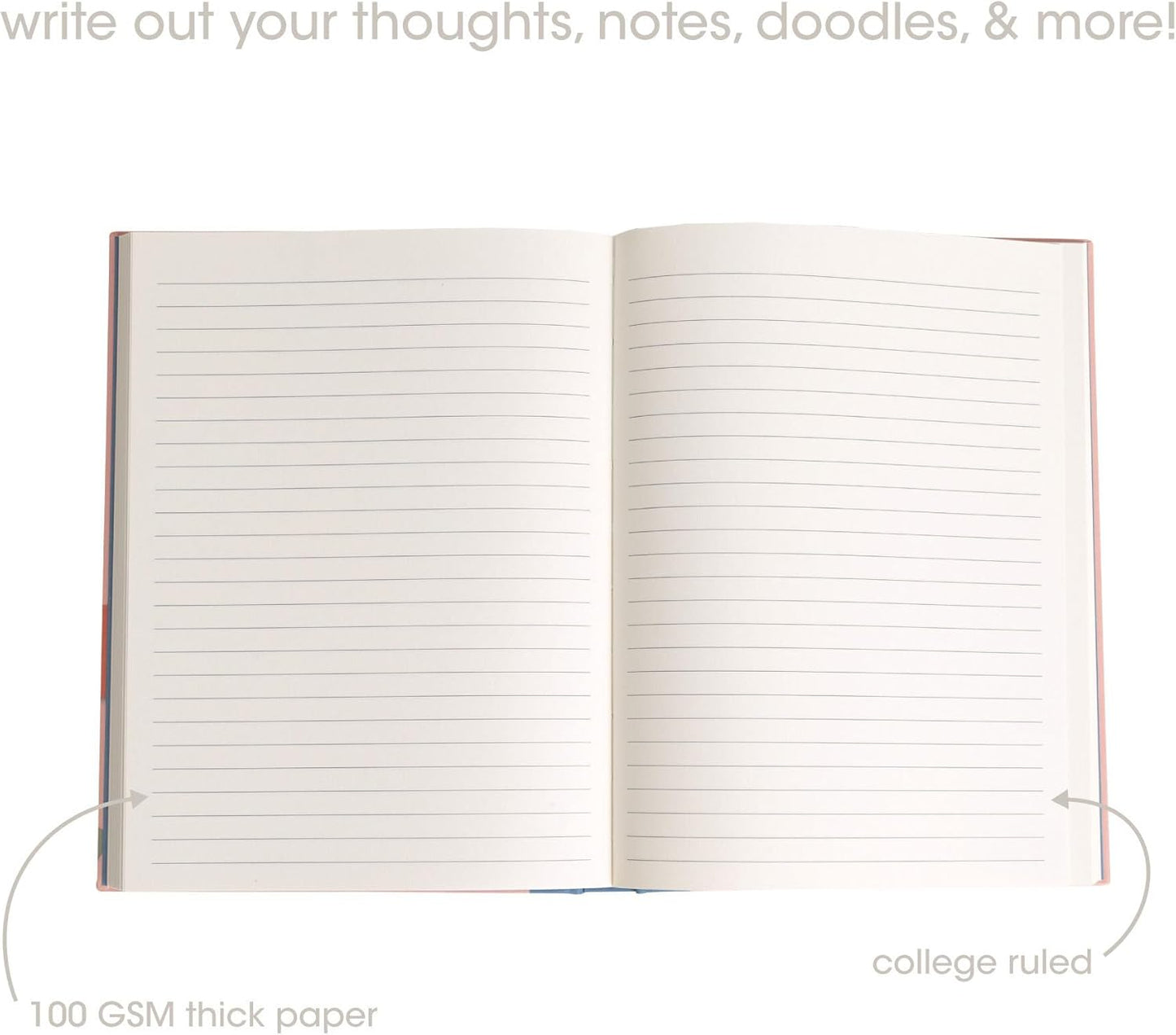 Pearhead Blue Matchbook Hardcover Journal, 6x8 College-Ruled Lined Notebook, 200 Pages, Trendy Writing Journal for Work, School & Everyday Notes
