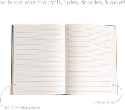 Pearhead Blue Matchbook Hardcover Journal, 6x8 College-Ruled Lined Notebook, 200 Pages, Trendy Writing Journal for Work, School & Everyday Notes
