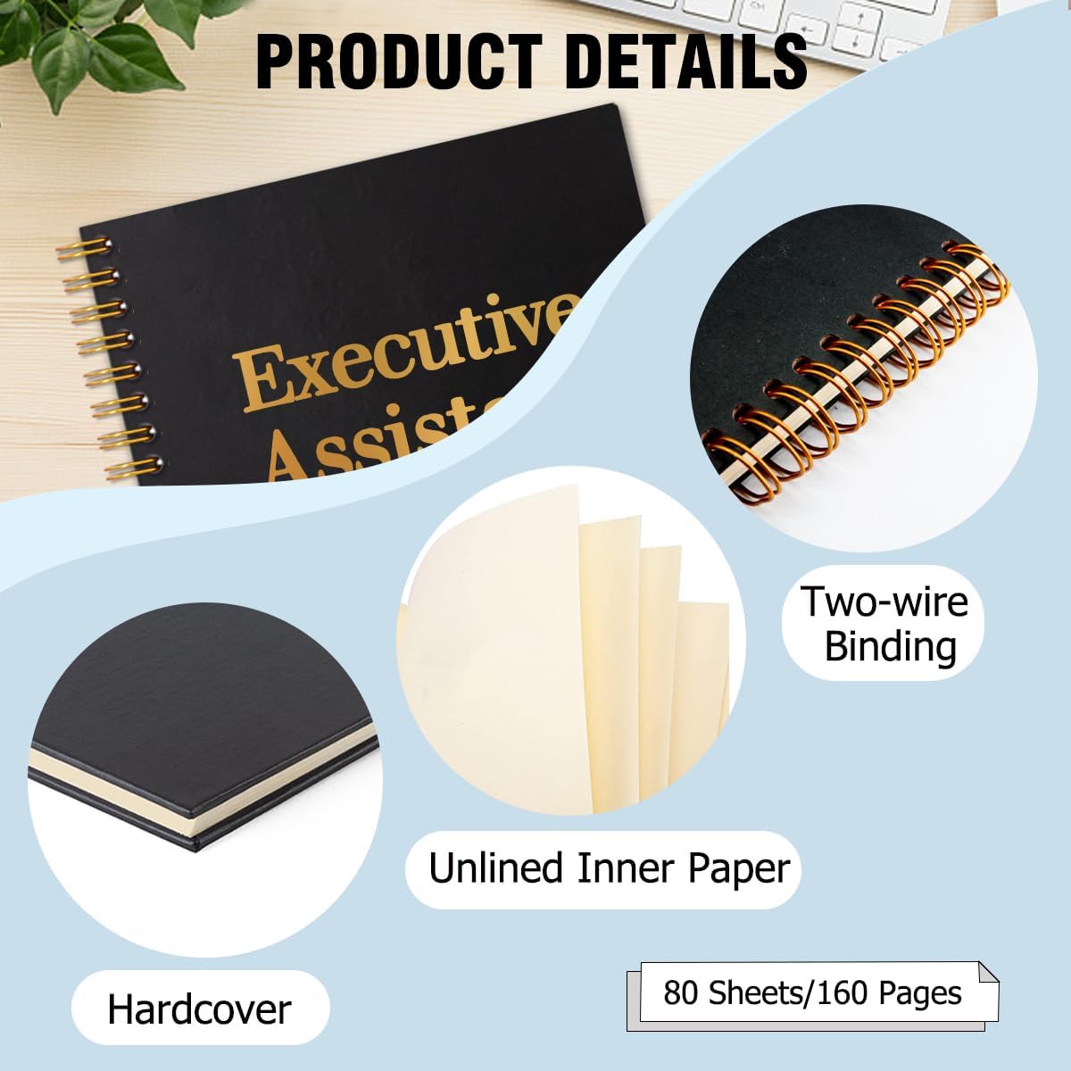 Executive Assistant Gold Foil Hardcover 160 Pages Spiral Notebooks, Inspirational Gift for Executive Assistant, Administrative Assistant Gift, Thank You Thanksgiving Gift for Coworkers