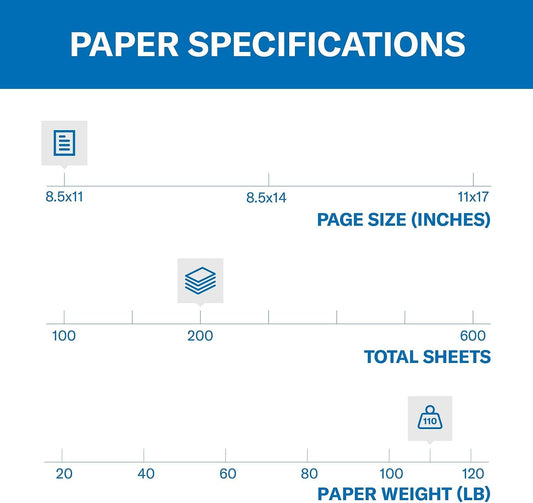 Hammermill White Cardstock, 110 lb, 8.5 x 11 White Cardstock - Thick Card Stock, Made in the USA, 168380C, 3 Pack (600 Sheets)
