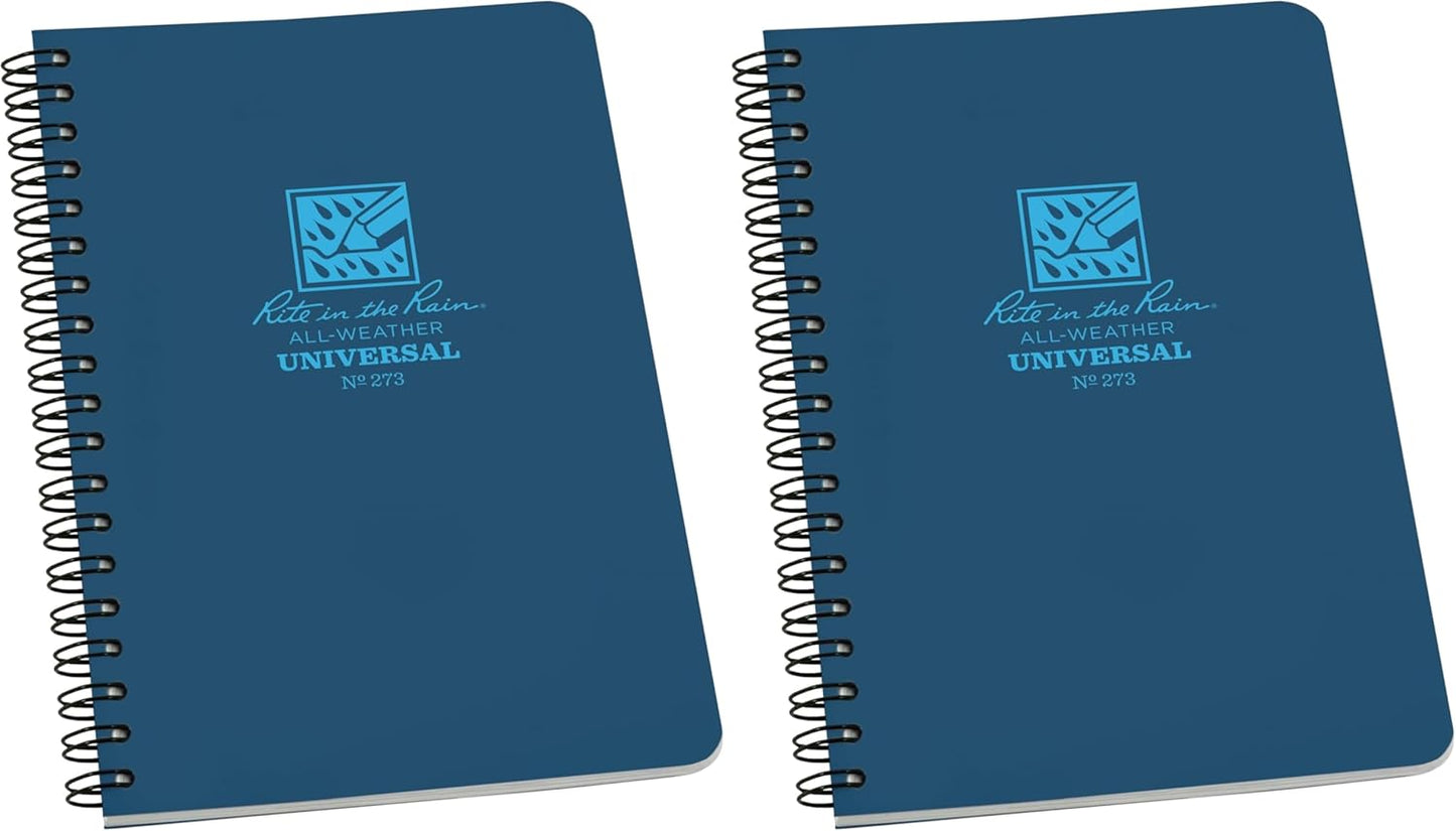 Rite In The Rain Weatherproof Stapled Notebook, 4.625" x 7", Orange Cover, Universal Pattern, 3 Pack (No. OR71FX)