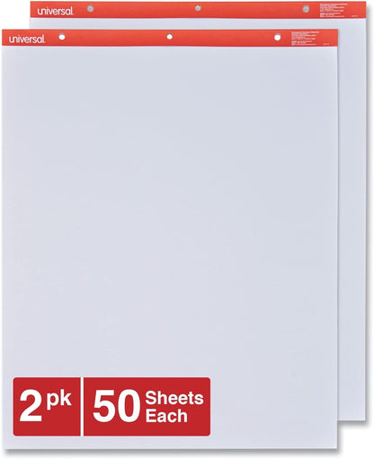 Universal 35600 Recycled Easel Pads, Unruled, 27 x 34, White, 50 Sheet (Case of 2)