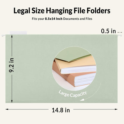 SUNEE Hanging File Folders Legal Size, Black File Folders 25 Pack 1/5-Cut Tabs, Stay Organized for Your Home and Office Bulk File and Documents
