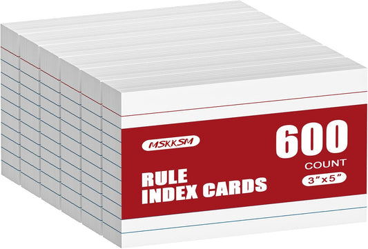 Index Cards 5x8 Inch - 120 Count, Ruled Index Flash Cards for Studying, White Lined Index Note Cards 5x8 Flashcards, Notecards 5 x 8 Lined Index Cards Ruled White 5 x 8 Cards for Office, School, Home