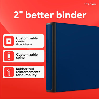 Staples Better Binder 2-Inch D-Ring View Binder, Reinforced Spine, Holds Up to 540 Sheets, Teal, for Office & School