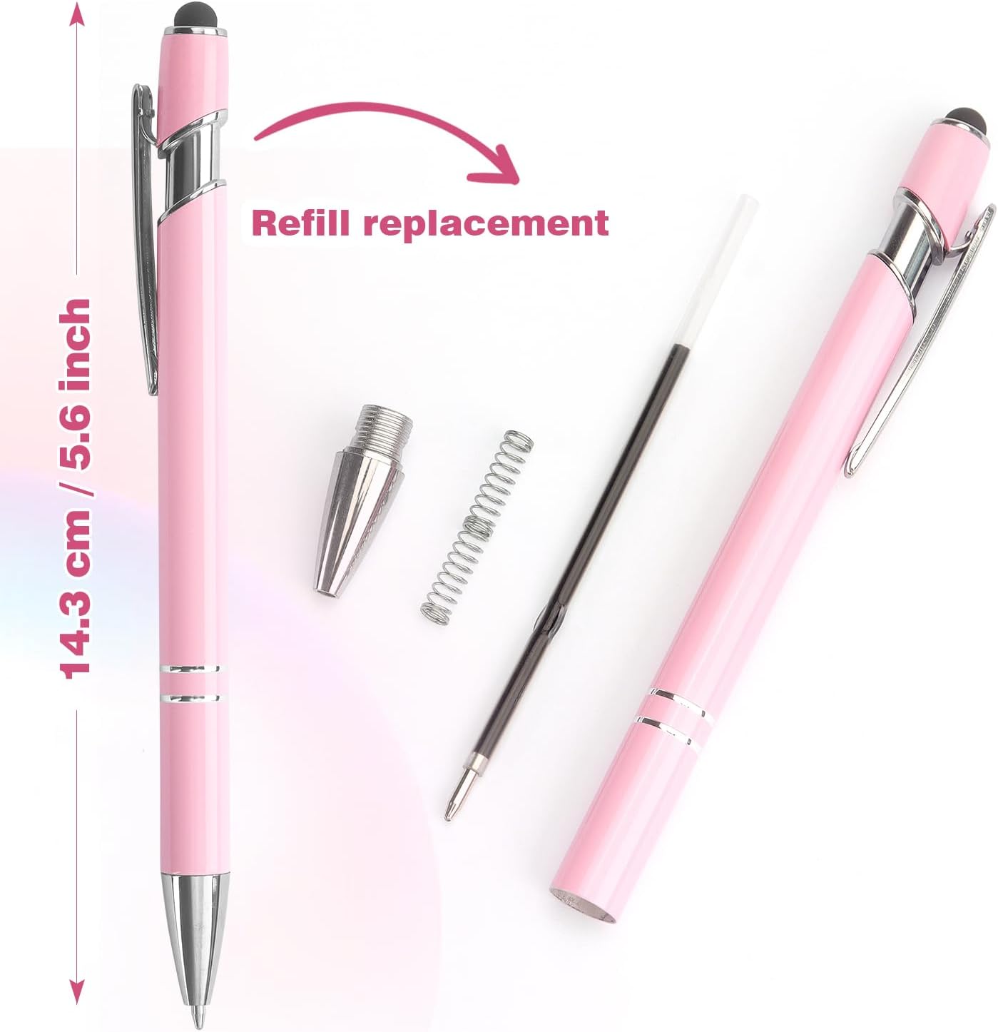 Bribobo 8 Pack Ballpoint Pen 2-in-1 Stylus Retractable Ballpoint Pen with Stylus tip, Metal Stylus Pen for Touch Screens, 1.0 mm Black Ink