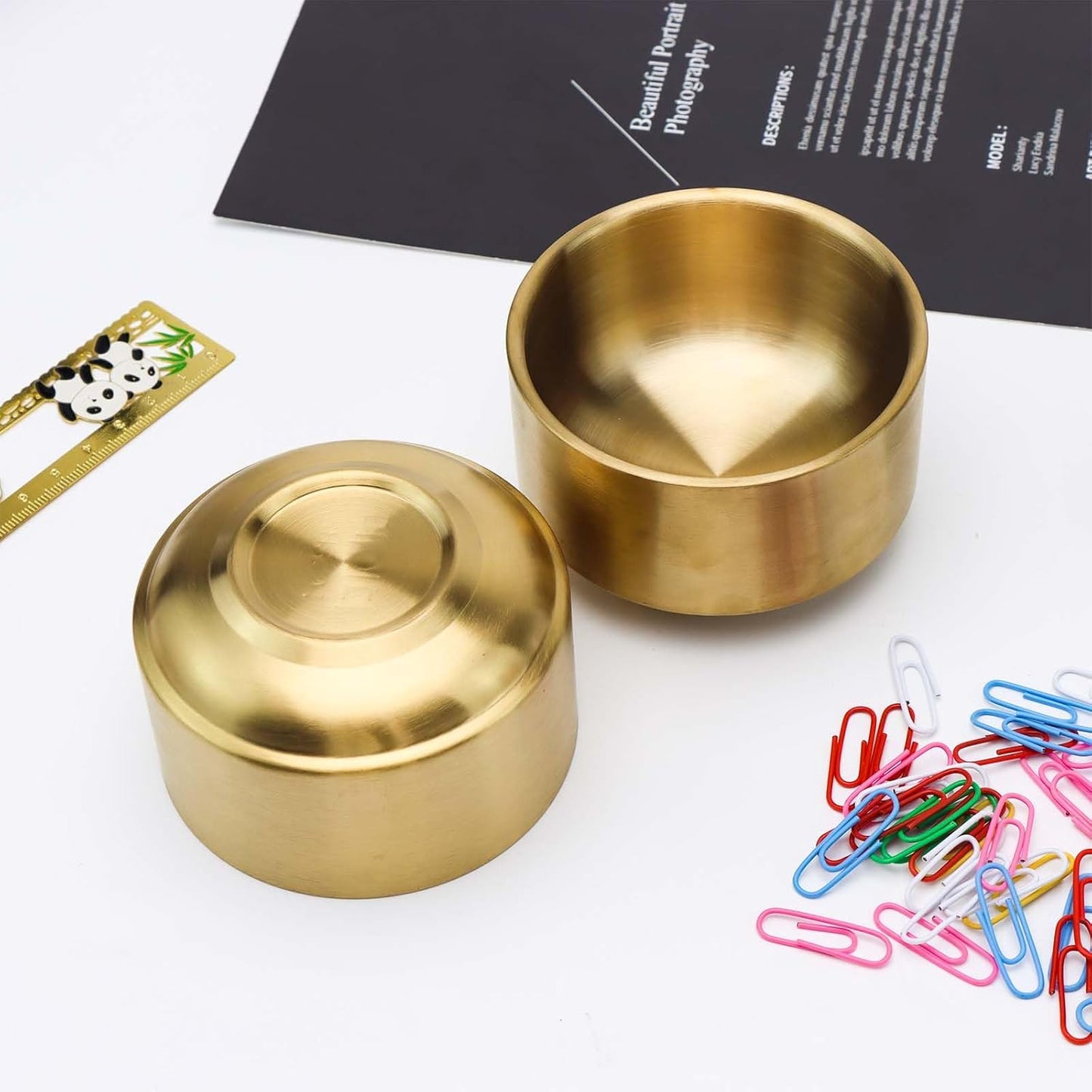 NatSumeBasics Gold Paper Clip Holder Cute Paper Clips Holder Round PaperClips Dispenser Elegant Desk Organizer Accessories Supplies (Gold)