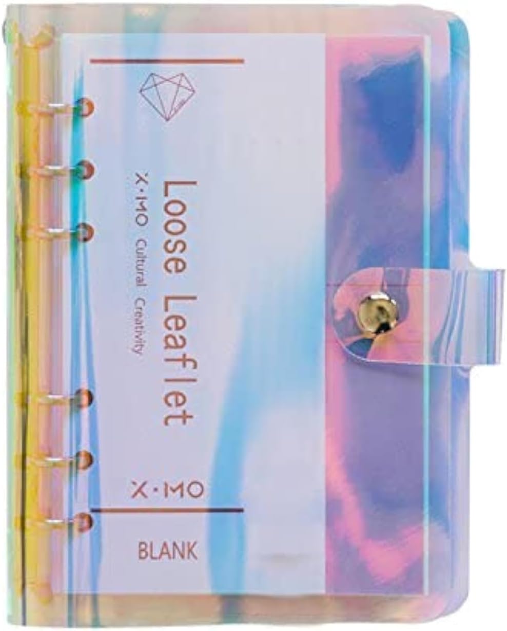 A6 A5 6-Holes Colorful PVC Cover Round Ring View Binder with Snap Button Closure File Folder for Loose Leaf Sheet Protectors Notebook Refill (Pink Daisy, A5 Mini Set) - Colors B